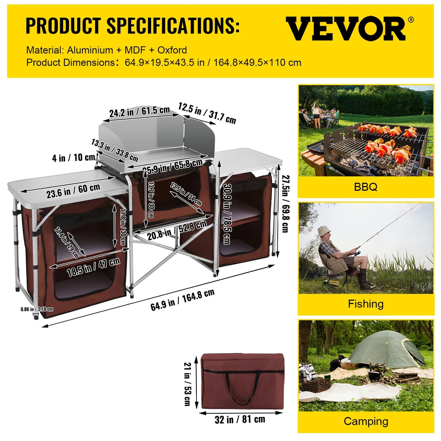 Outdoor Foldable Camping Kitchen Table