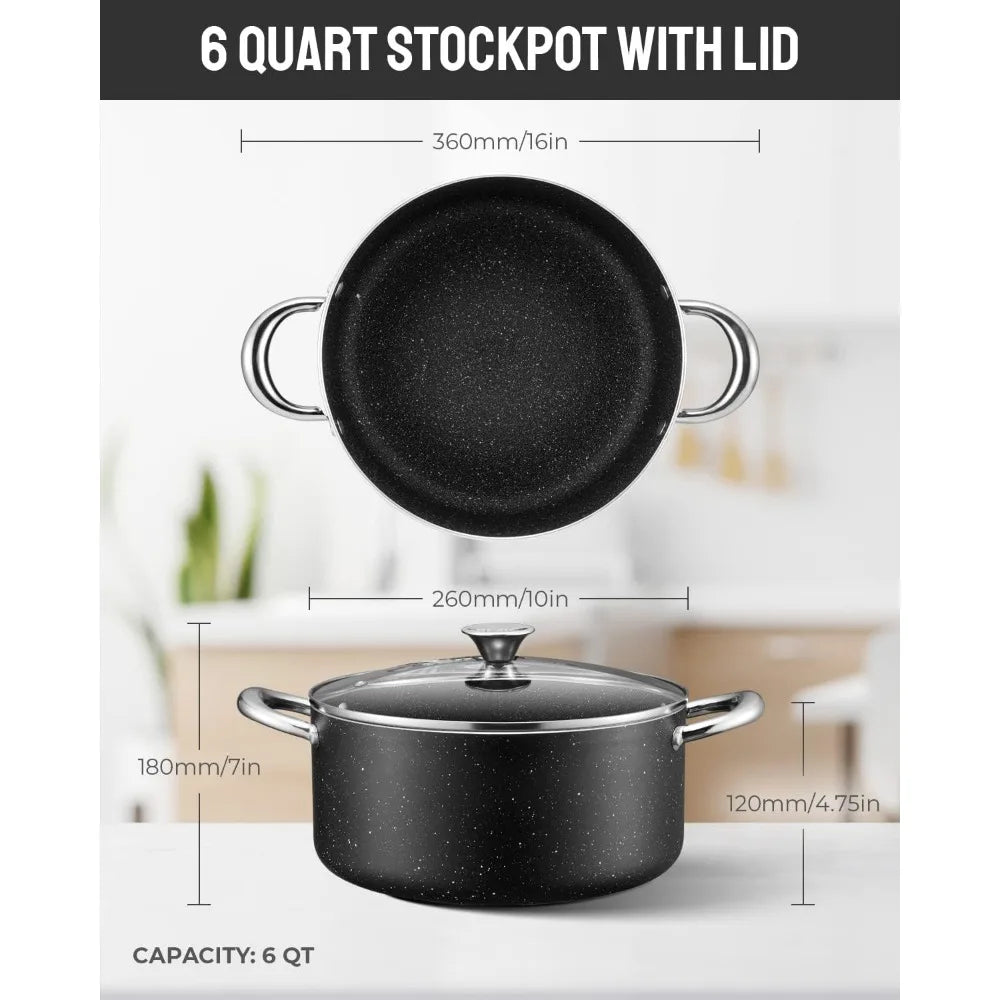 6 Quart Nonstick Stock Pot with Lid