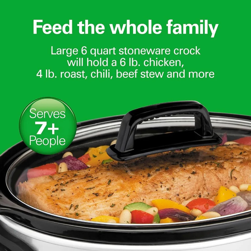 6-Quart Slow Cooker with 3 Cooking Settings