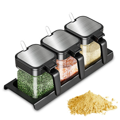 Glass Spice Canisters Set with Lids