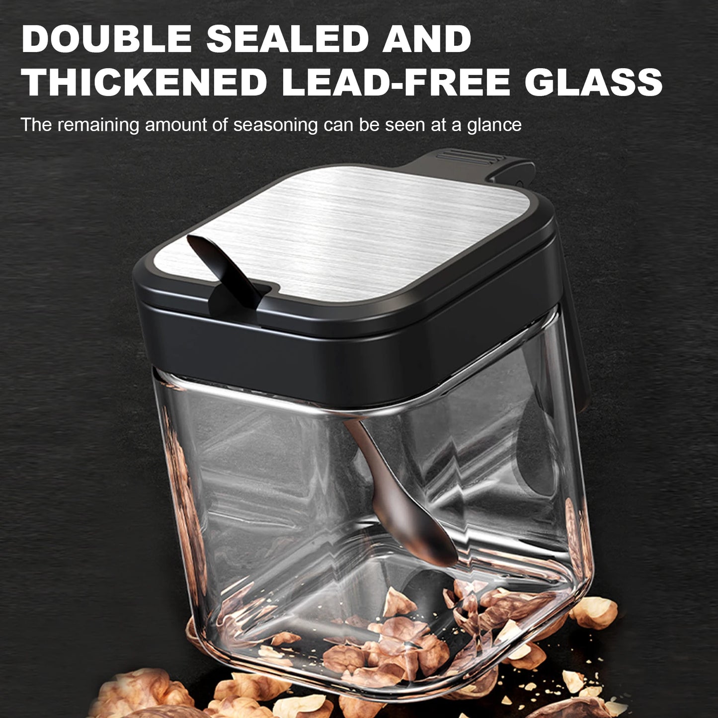 Glass Spice Canisters Set with Lids
