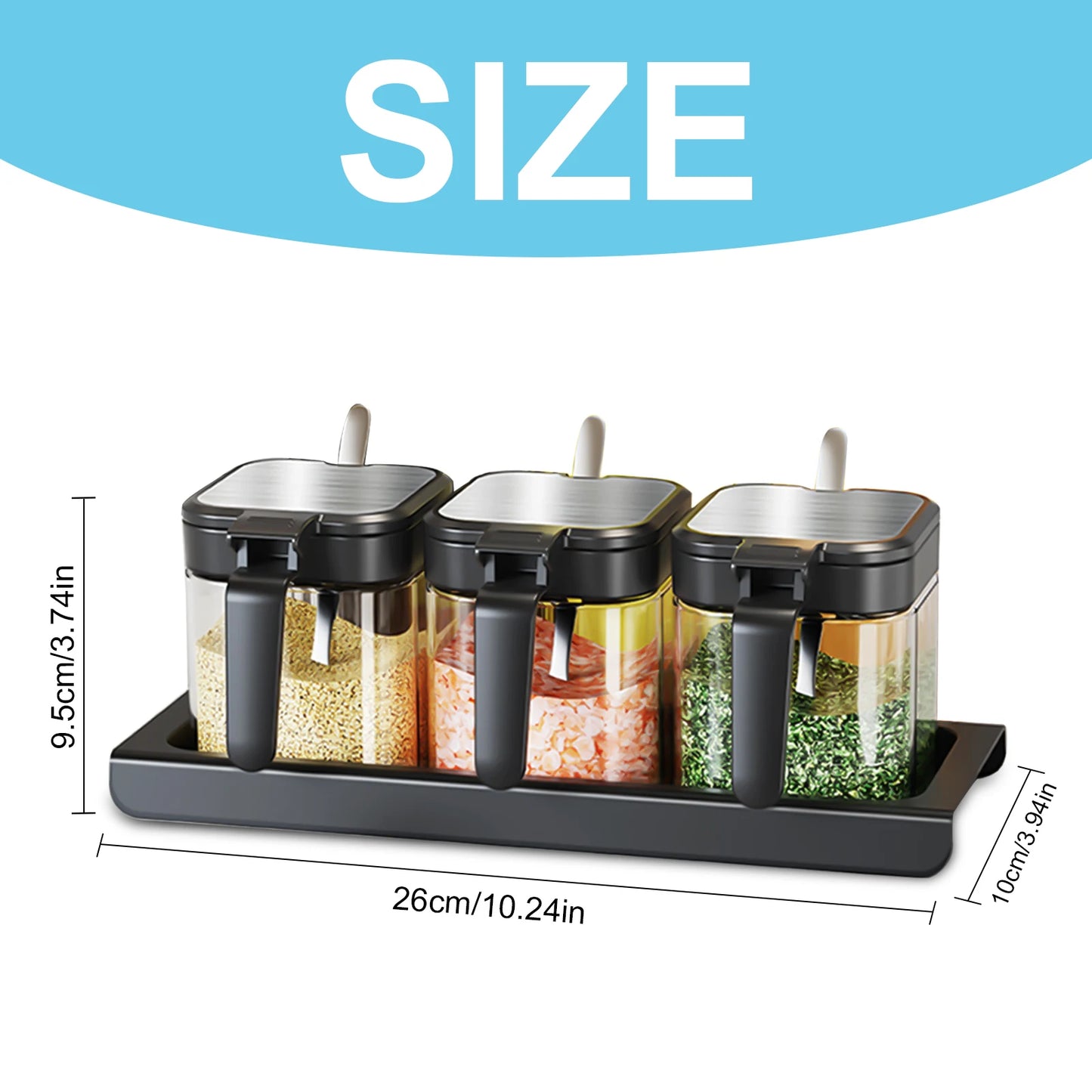 Glass Spice Canisters Set with Lids