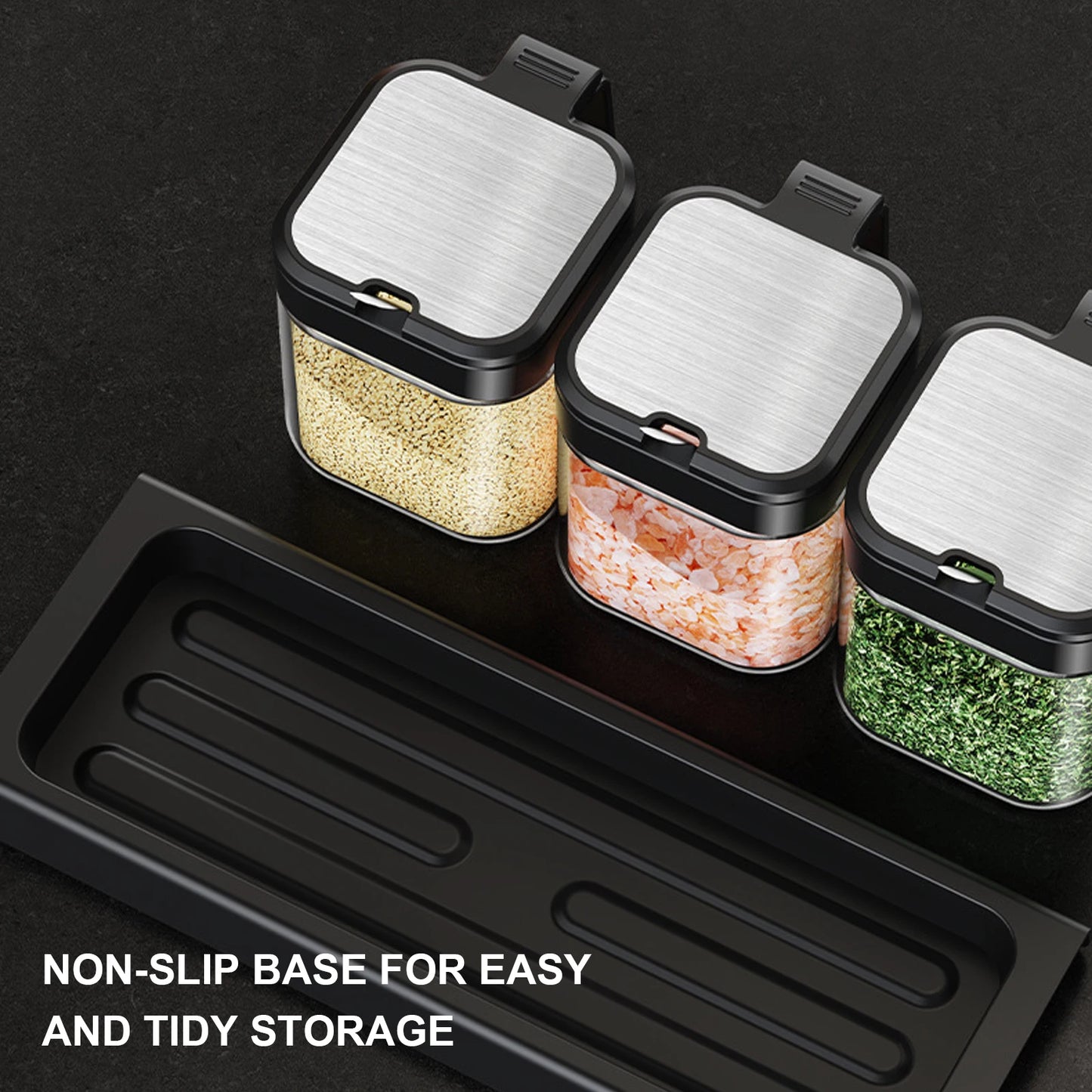 Glass Spice Canisters Set with Lids