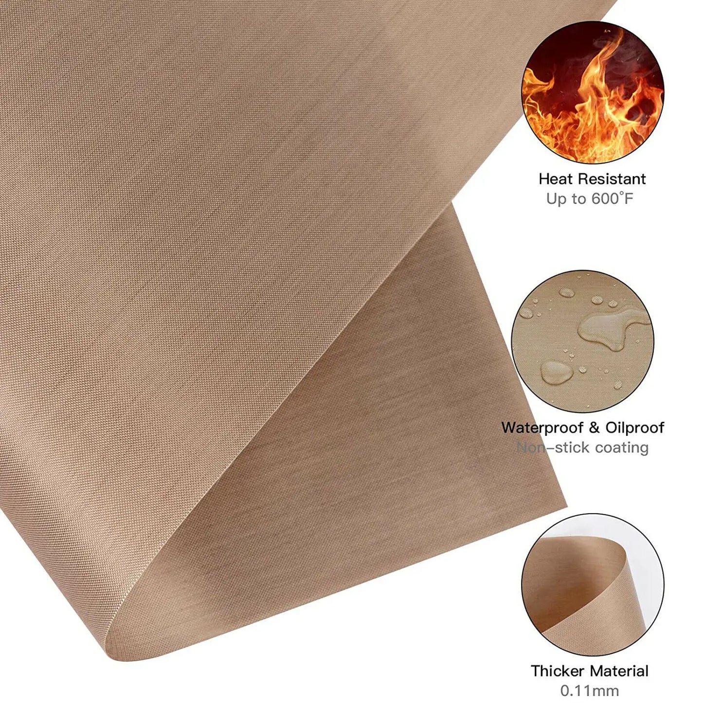 3pcs 12inx16in Reusable Heat Resistant Flexible Baking Sheet