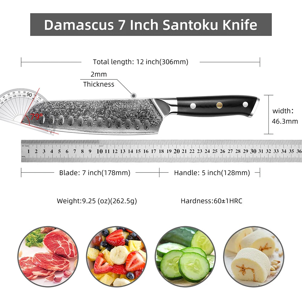 Classic Japanese Santoku 73 Layers Damascus Steel Knife