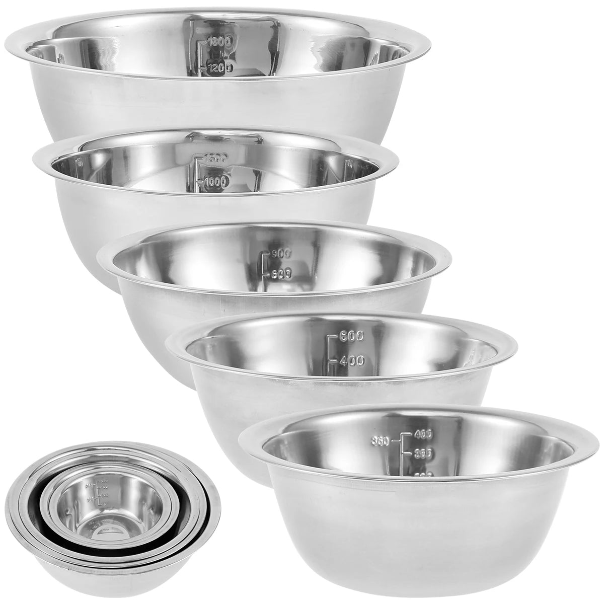 5Pcs Multipurpose Nesting Stainless Steel Bowl Set