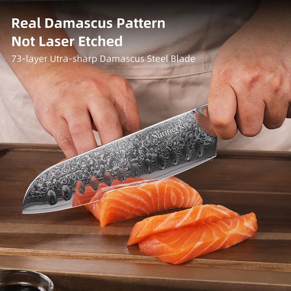 Classic Japanese Santoku 73 Layers Damascus Steel Knife