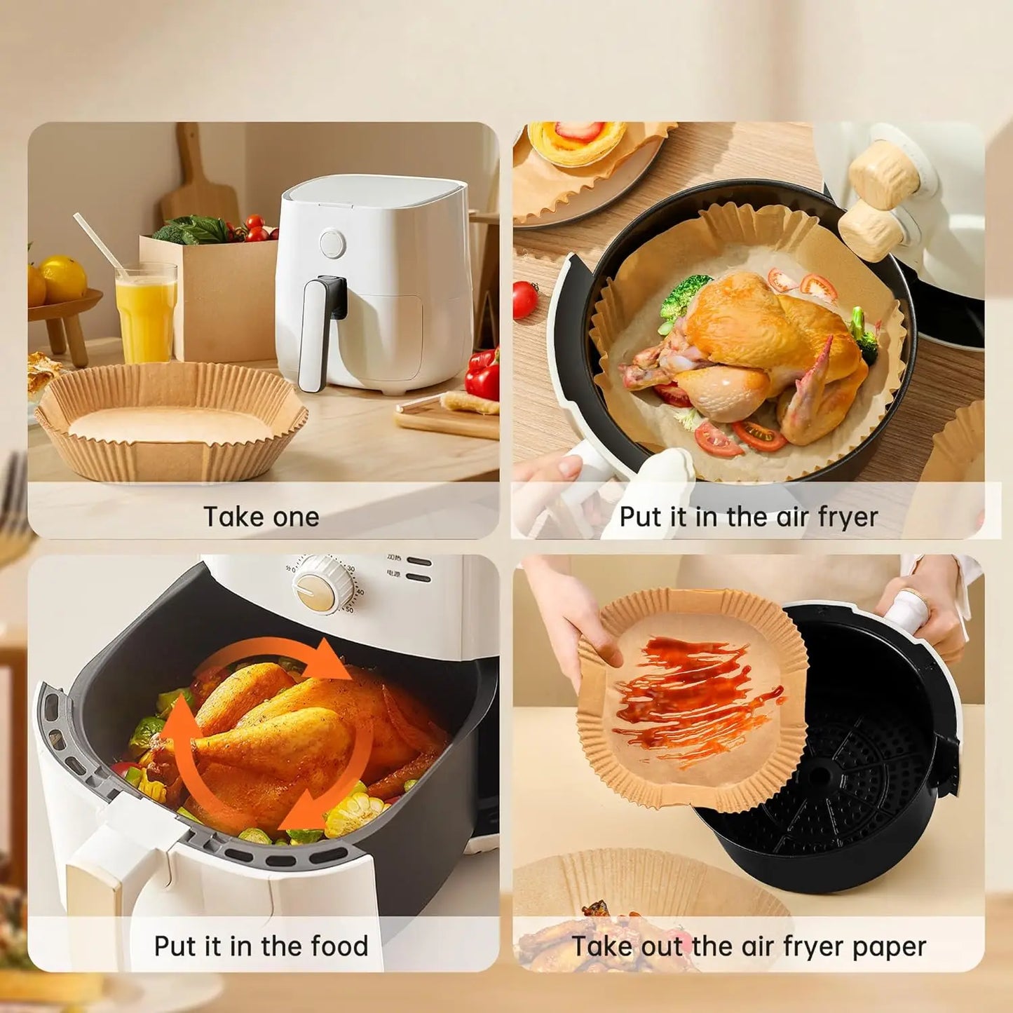 100 8in Air Fryer Square Paper Liner