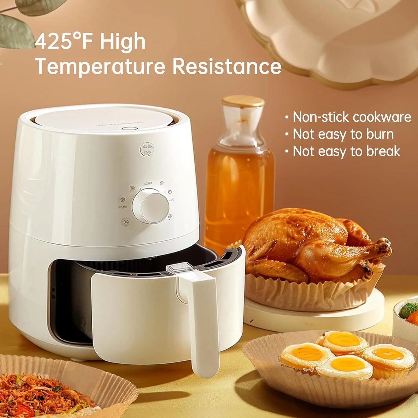100 8in Air Fryer Square Paper Liner