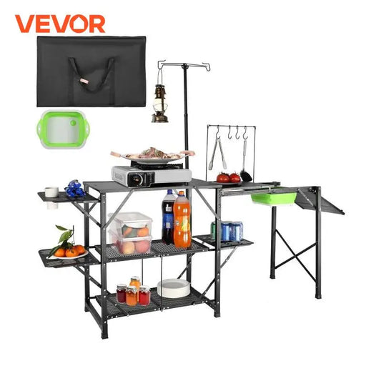 Folding Portable Camping Kitchen Table with Sink