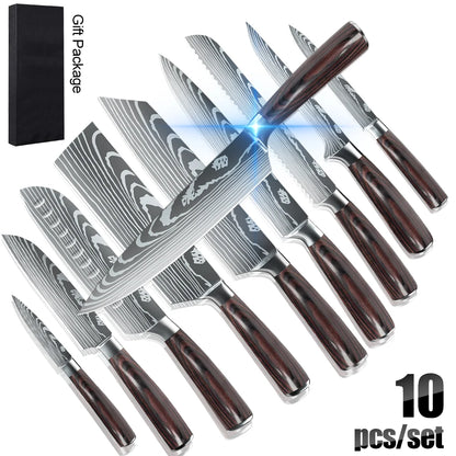 8 or10pcs Japanese Kitchen Knives Set