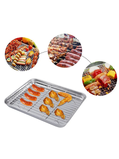 2 Piece Baking Tray with Mesh Screen Rack