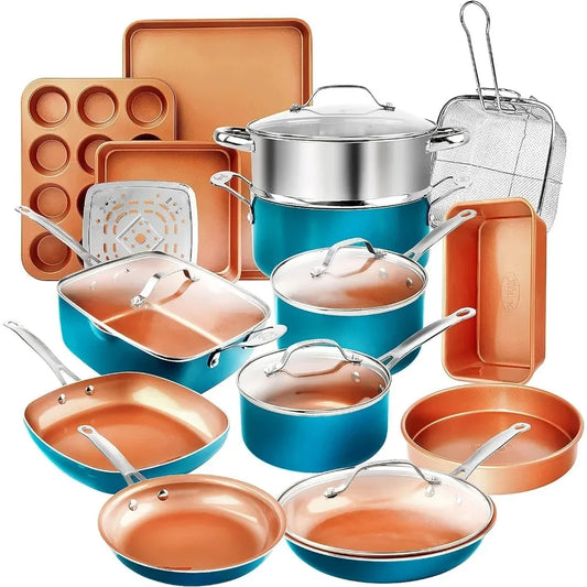 20 Piece Copper Cookware Set,