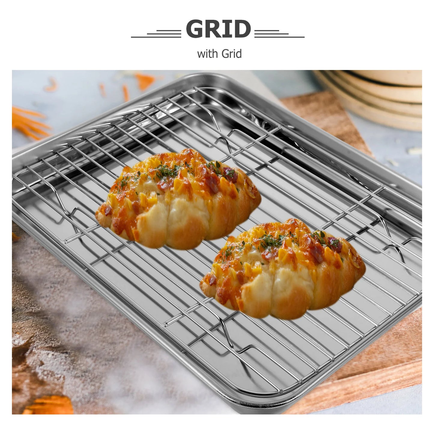 2 Piece Baking Tray with Mesh Screen Rack