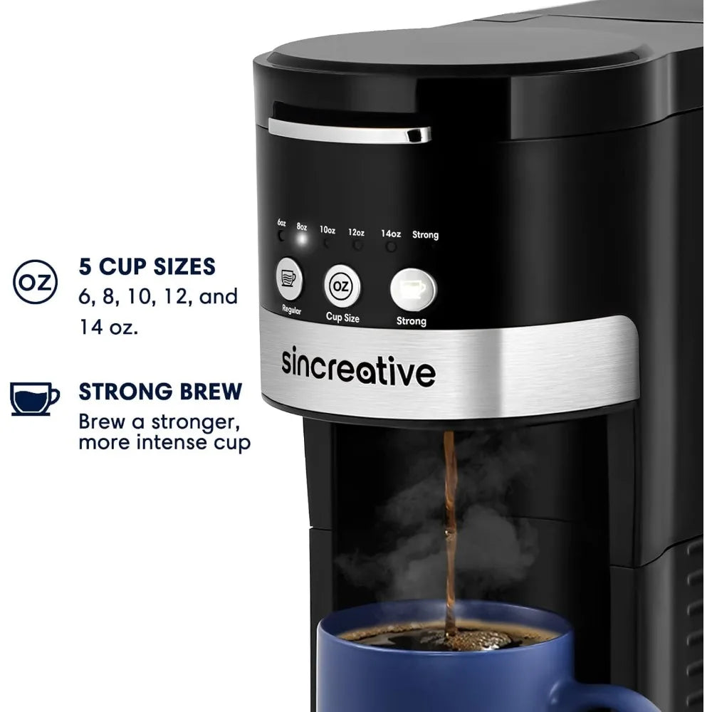 Coffee Maker with Milk Frother, K Cup Pod or Ground Coffee