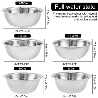 5Pcs Multipurpose Nesting Stainless Steel Bowl Set