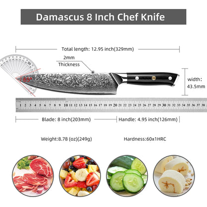 8" Japanese 73 Layer Damascus Chef's Knife