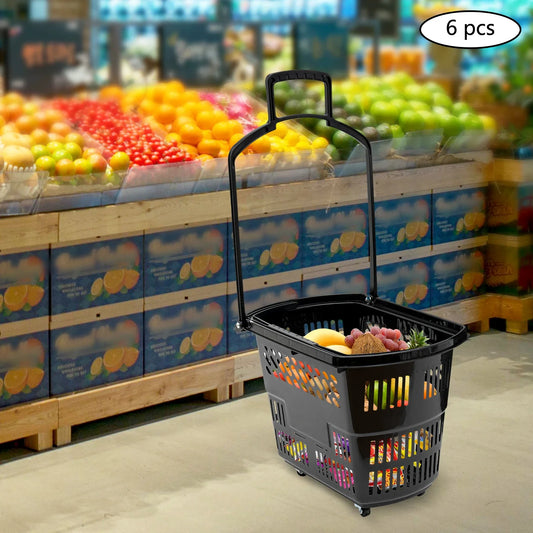 35L Shopping Cart with Wheels and Handle
