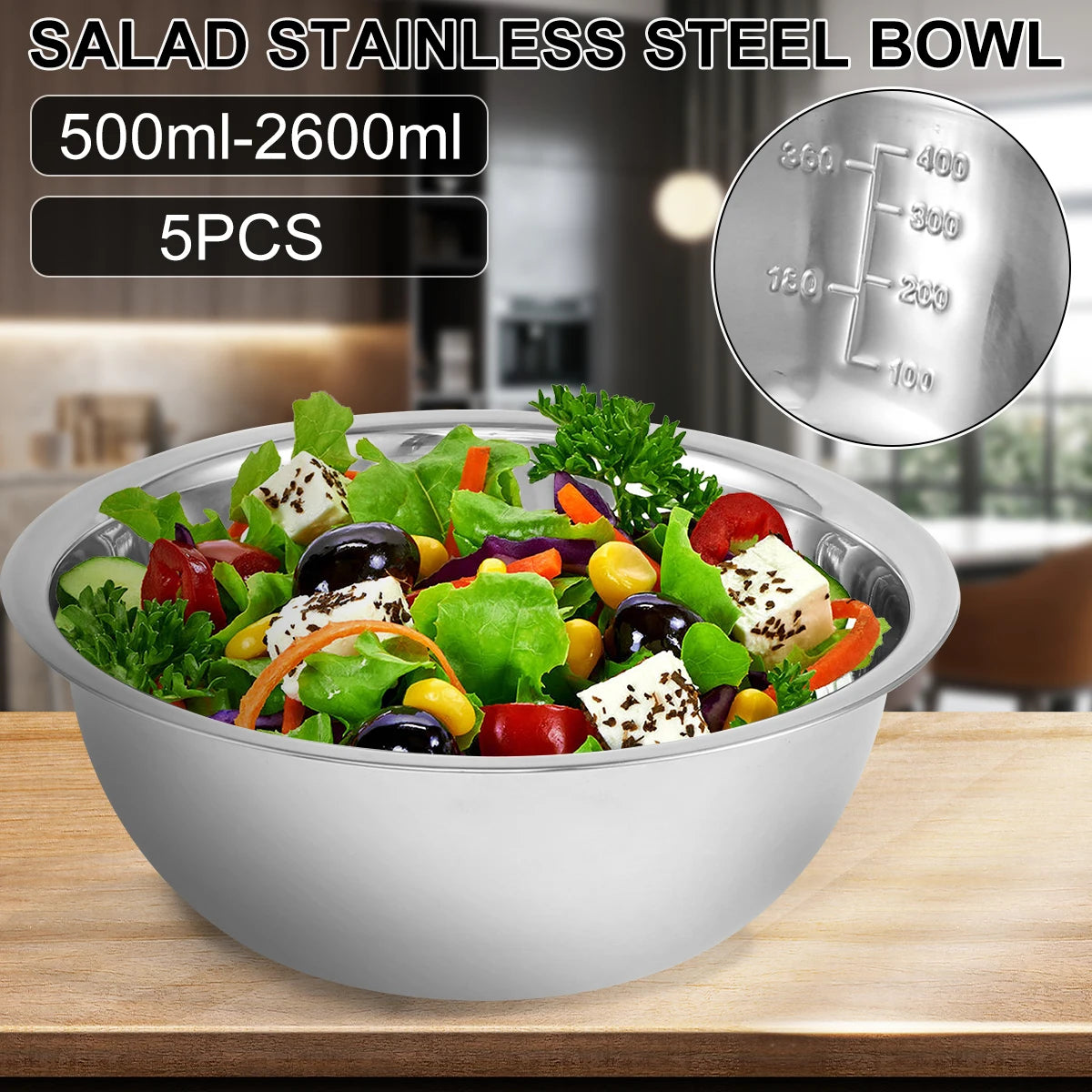 5Pcs Multipurpose Nesting Stainless Steel Bowl Set