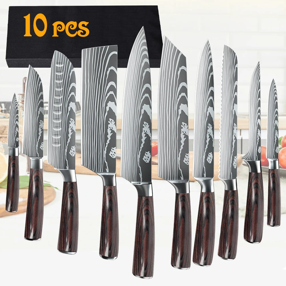 8 or10pcs Japanese Kitchen Knives Set